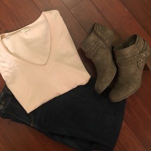 J Crew Light Pink V Neck Sweater